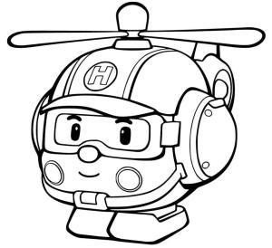 Robocar Poli boyama sayfası, coloring page, Helikopter Helly,