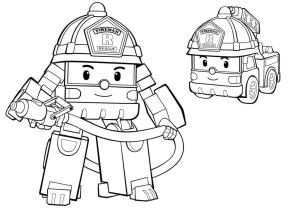 Robocar Poli boyama sayfası, coloring page, İtfaiye Aracı Roy ücretsiz,