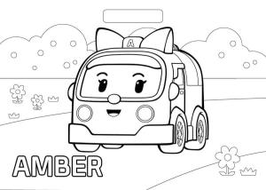 Robocar Poli boyama sayfası, coloring page, Robocar Poli Den Amber,