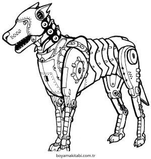 Robot Dog boyama sayfası – sevimli karakter, sanatsal çalışma