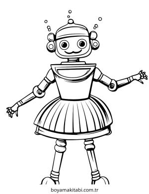 Robot Girl boyama sayfası – evde etkinlik, ücretsiz yazdır
