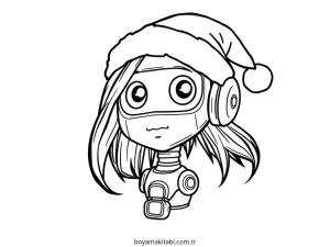 Robot Girl boyama sayfası – çocuklar için, çizgi film temalı
