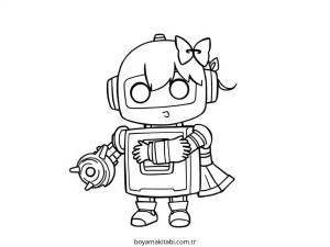 Robot Girl boyama sayfası – basit çizim, kolay boyama