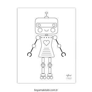 Robot Girl boyama sayfası – eğitici aktivite, yaratıcılık