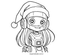 Robot Girl boyama sayfası – renkli çizimler, okul öncesi