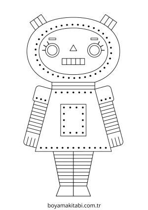 Robot Girl boyama sayfası – keyifli zaman, renkli çizimler