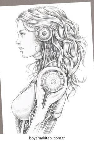 Robot Girl boyama sayfası – yaratıcılık, eğlenceli etkinlik