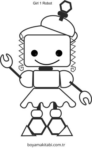 Robot Girl boyama sayfası – boyama etkinliği, çocuk aktivitesi