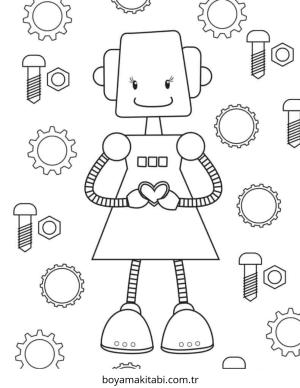 Robot Girl boyama sayfası – çocuk aktivitesi, PDF indir