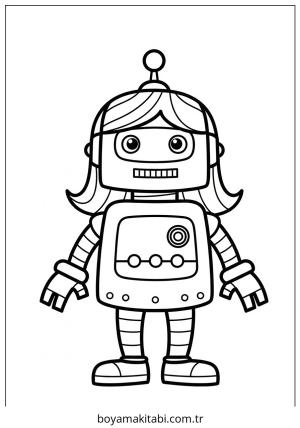 Robot Girl boyama sayfası – okul öncesi, evde etkinlik