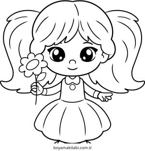 Robot Girl boyama sayfası – çocuklar için, çizgi film temalı