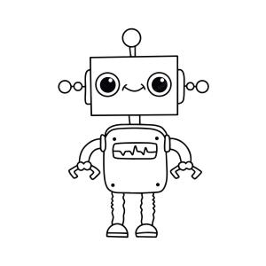 Robot boyama sayfası,  coloring page, Gülümseyen Sevimli Robot, 