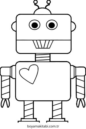 Robot boyama sayfası – çizgi film temalı, basit çizim