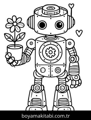Robot boyama sayfası – eğlenceli etkinlik, el becerilerini geliştirir