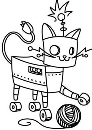 Robot boyama sayfası,  coloring page, Kedi Robot, 