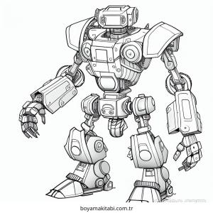 Robot boyama sayfası – çocuk aktivitesi, PDF indir