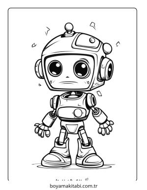 Robot boyama sayfası – çocuk aktivitesi, PDF indir