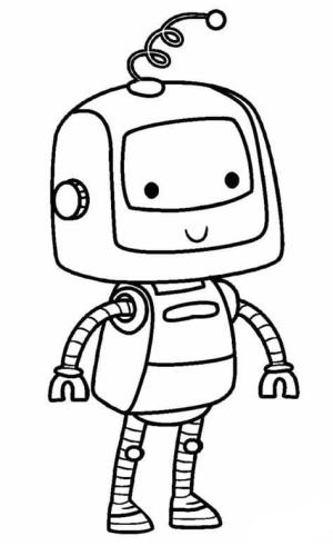 Robot boyama sayfası,  coloring page, Gülümseyen Küçük Robot, 