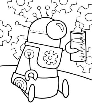 Robot boyama sayfası,  coloring page, Oturan Robot, 