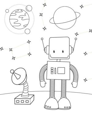 Robot boyama sayfası,  coloring page, Uzaydaki Robotlar, 