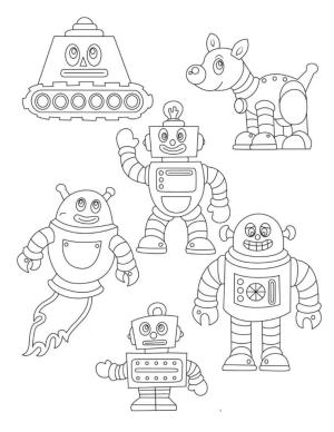 Robot boyama sayfası,  coloring page, Altı Robot, 