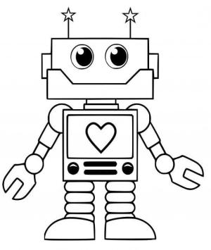 Robot boyama sayfası,  coloring page, Sevimli Robot, 