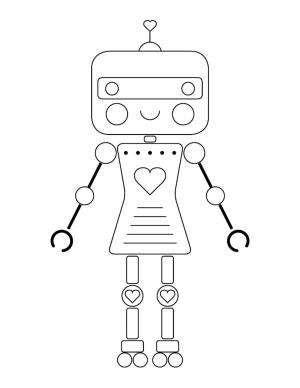 Robot boyama sayfası,  coloring page, Gülümseyen Kız Robot, 