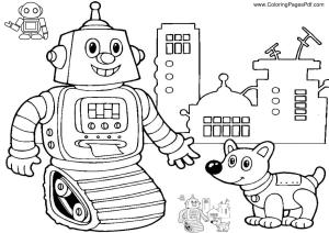 Robot boyama sayfası,  coloring page, Robot ve Köpek, 