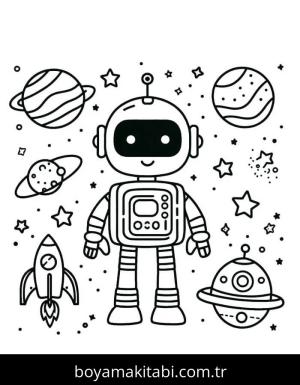 Robot boyama sayfası – çizgi film temalı, basit çizim
