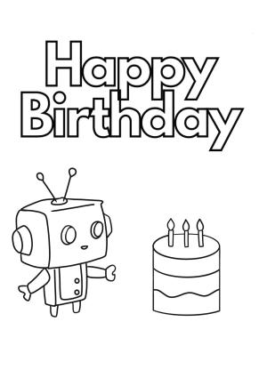 Robot boyama sayfası,  coloring page, Doğum günün kutlu olsun robot, 