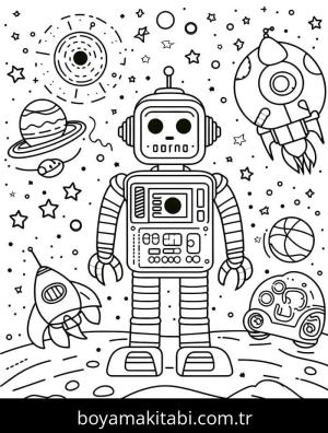 Robot boyama sayfası – eğitici aktivite, yaratıcılık