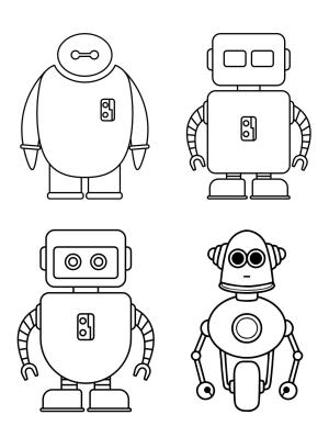 Robot boyama sayfası,  coloring page, Dört Robot, 