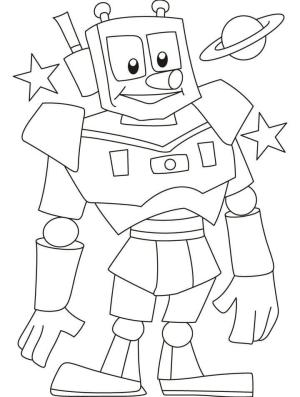 Robot boyama sayfası,  coloring page, Robot ve Gezegen ve Yıldızlar, 