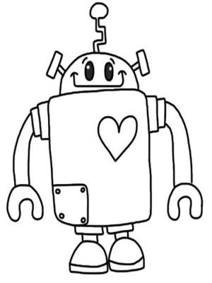 Robot boyama sayfası,  coloring page, Gülen Tatlı Robot, 