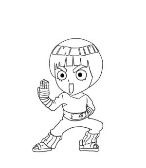 Rock Lee boyama sayfası,  coloring page, Chibi Rock Lee Dövüşü, 