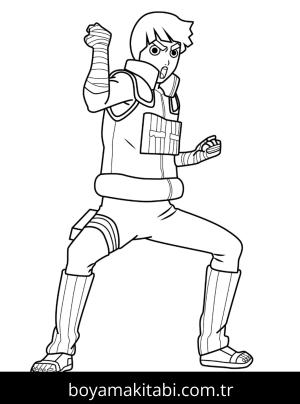 Rock Lee boyama sayfası – boyama çalışması, yaratıcılığı geliştirir