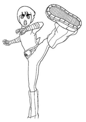 Rock Lee boyama sayfası,  coloring page, Rock Lee Tekme Çizimi, 