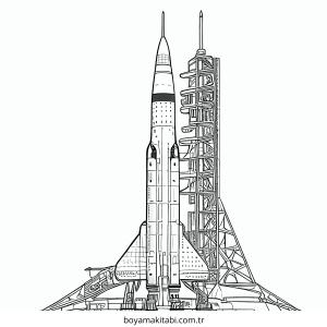 Roket boyama sayfası – evde etkinlik, ücretsiz yazdır