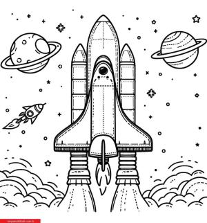 Roket boyama sayfası, Rocket coloring page, , 