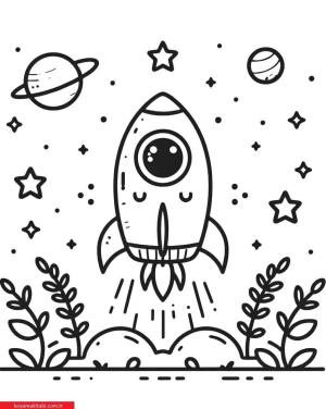 Roket boyama sayfası, Rocket coloring page, , 