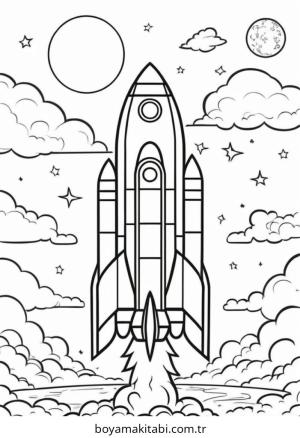 Roket boyama sayfası – boyama çalışması, yaratıcılığı geliştirir