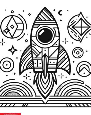 Roket boyama sayfası, Rocket coloring page, , 