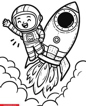 Roket boyama sayfası, Rocket coloring page, , 