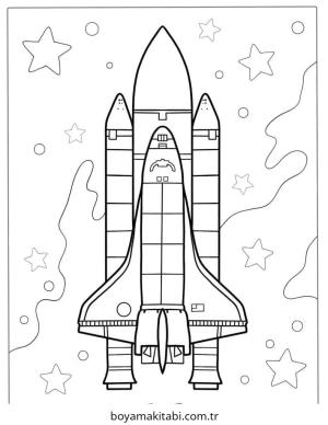 Roket boyama sayfası – PDF indir, sevimli karakter