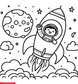 Roket boyama sayfası, Rocket coloring page, , 