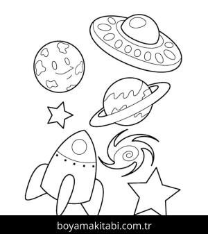 Roket boyama sayfası – el becerilerini geliştirir, boyama çalışması