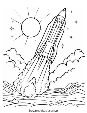 Roket boyama sayfası – ücretsiz yazdır, boyama etkinliği