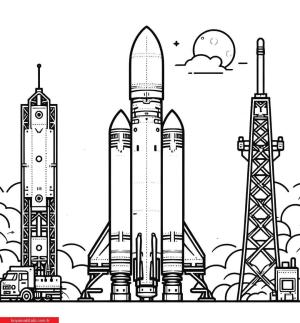 Roket boyama sayfası, Rocket coloring page, , 