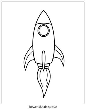 Roket boyama sayfası – çizgi film temalı, basit çizim