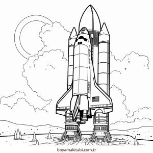 Roket boyama sayfası – el becerilerini geliştirir, boyama çalışması
